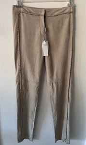 Philosophy Di Alberta Ferretti Size 6 Suede Pants Braided Trim NWT Western Boho - Picture 1 of 11