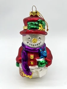 Vintage THOMAS PACCONI Blown Mercury Glass Christmas Tree Ornament SNOWMAN - Picture 1 of 8