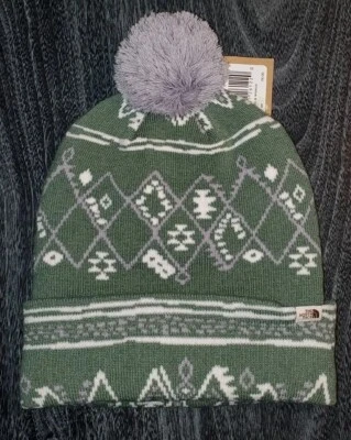 The North Face 滑雪 Tuke Pom 豆豆帽 Laurel 花圈 绿色 Tossle 冬季帽 全新 — 第 1/4 张图片