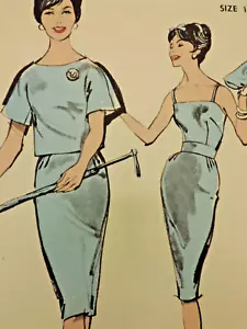 1960s Miss Advance 9857 Aubrey Hepburn Wiggle Dress Sz: 16 B36 COMPLETE - Picture 1 of 7