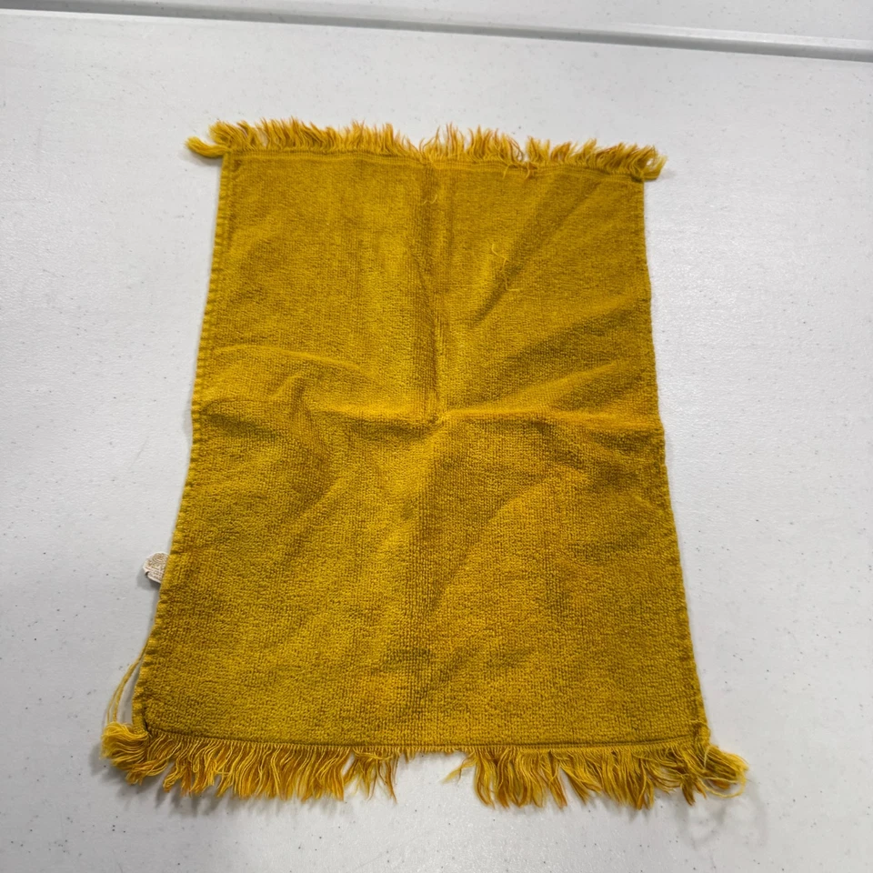 Toalla de mano vintage Sears amarillo mostaza terciopelo tacto algodón años 70 11x15 1459-9 Foto 1 de 4