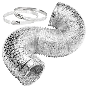 4 Zoll x 8 Fuß Flexibler Aluminiumfolie Kanal Trockner Entlüftungsschlauch für HLK-Lüftung - Bild 1 von 7