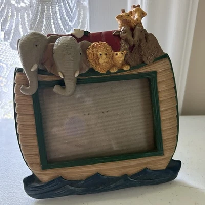Marco de fotos de cerámica para guardería Arca de Noé bebé niño 3x4 inserción de fotos Foto 1 de 4