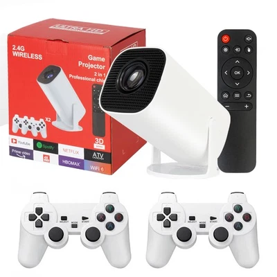 New Video Beamer HD Projektor 1080P 4K 5G WiFi Heimkino Bluetooth mit 2x Gamepad - Bild 1 von 4