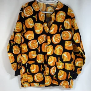 Scrub Halloween Vintage Unisex Jack O Lantern S Cotone Scrub Co Top - Foto 1 di 5