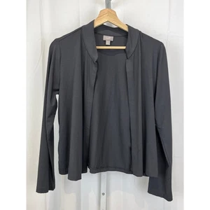 J. JILL Petite S PS Open Front Short Cardigan Topper Stretch Jersey Strick grau  - Bild 1 von 8