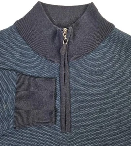 PETER MILLAR Size Medium 1/4 Zip Cashmere Silk Merino Sweater Blue Soft Pullover - Picture 1 of 8