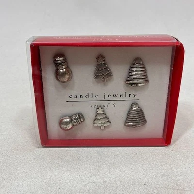 Pier 1 Importaciones Vela Joyería Set De 6 Adornos De Navidad Muñeco De Nieve Árbol Campana Foto 1 de 4