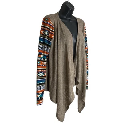 Cardigã suéter feminino tomate voador S sudoeste boho asteca aberto tribal aconchegante - Imagem 1 de 4
