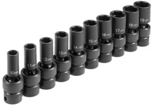 10 Pc. 3/8" Drive Semi-Deep Metric Universal Socket Set GRY-1210UMSD Brand New! - Picture 1 of 4