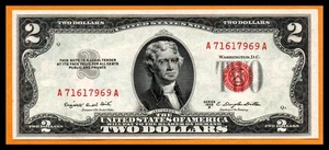 United States USA US UNC Note $2 Dollar Series 1953 B Red Seal - Picture 1 of 2