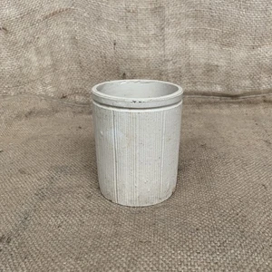 Stoneware Jar - Off White - Ribbed - Antique - Utensil Holder - Small - Pot - - Picture 1 of 7