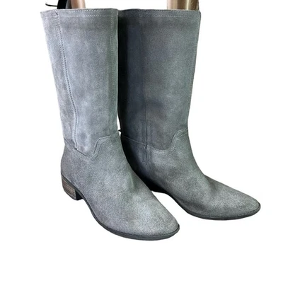 Botas Lucky Brand para mujer 8,5 M cuero gris gamuza LK Lefara tacón ancho media pantorrilla Foto 1 de 4