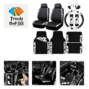 CAR-PASS Cow Print Car Accessories Sets Faux Leather Car Seat Covers & Cow Ca... - Picture 1 of 7
