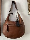 Sondra Roberts Squared Rodeo Woven Tassel Shoulder Bag Faux Leather