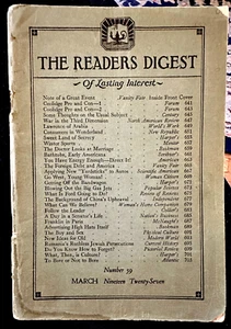 Readers Digest March 1927 - Lawrence of Arabia Clarance Darrow Franklin in Paris - Picture 1 of 10