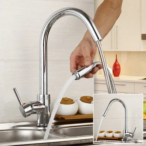 Kitchen Pull Out Spray Basin Sink Swivel Brass Faucet Laundry Mixer Tap I1 - Picture 1 of 8