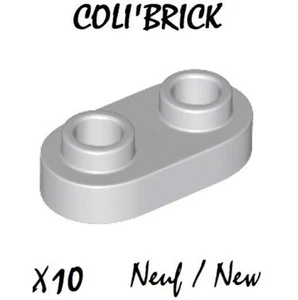 Lego 35480 - 10x Plaque Plate 1x2 Round 2 studs - Gris Light Bluish Gray - NEUF - Picture 1 of 1