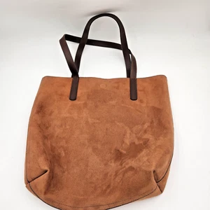 Vegan Suede Tote Laptop Book Bag Pebbled Leather-look interior  Large Flexible - Picture 1 of 8