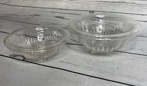 Set of 2 Federal Glass Clear Footed Rolled Rim Nesting Bowls Star Pattern NICE!! - Picture 1 of 6