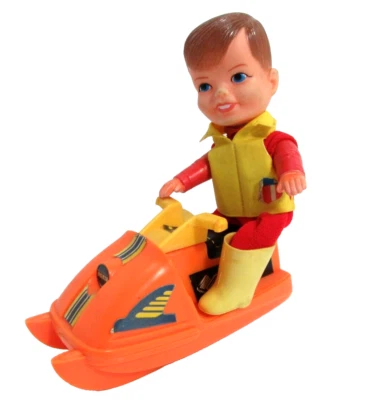 Juego de abolladuras de dedo vintage 1970 Remco Adventure Boy & His Snowmobile Foto 1 de 4