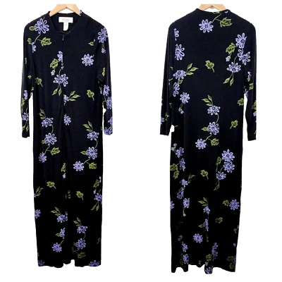 Maxi Vestido Vintage Años 90 J. ADIRO Negro Slinky Floral Gótico Manga Larga Para Mujer S Foto 1 de 4