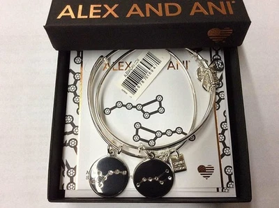 Alex and Ani Big and Little Dipper Conjunto de 2 Pulseiras Pulseira Prata Brilhante Novo com etiquetas Novo com etiquetas - Imagem 1 de 4