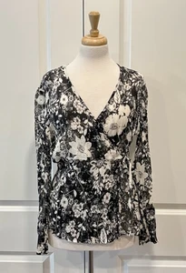 J. Jill Silk Floral Sheer Babydoll Top Women’s Size M Wrap Waist 100% Silk - Picture 1 of 8
