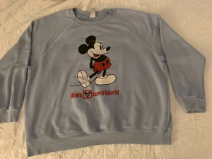 Disney Walt Disney World Mickey Mouse Vintage Sweatshirt Light Blue XXL Classic - Picture 1 of 7