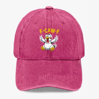 Забавная курица «F-CAW-F» состаренный папа шляпа винтажный регулируемый бейсбольная кепка - Изображение 1 из 4