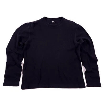 Camisa térmica Gap para hombre manga media larga tejida gofre negra ajustada patinador Y2K Foto 1 de 4