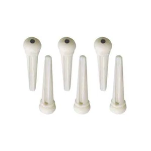 6x Plastic Bridge Pin Set White with Black Dot - Picture 1 of 1
