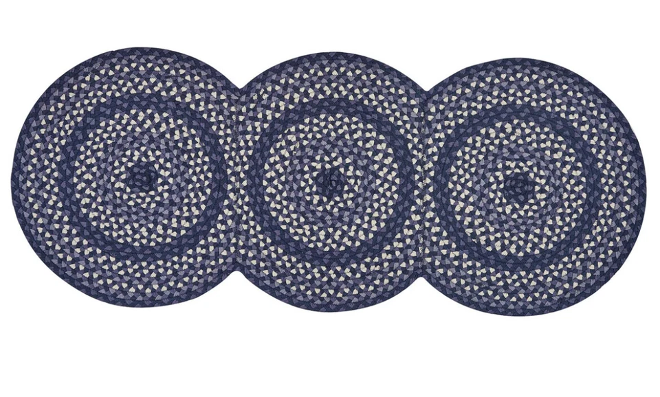 Bluestone Braided Area Rug - 30" x 72" Oval/Circles Rug Runner By Park Designs - Image 1 of 3
