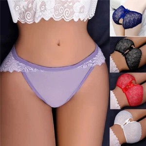 Women Open Crotch Stretch Lace Sexy Crotchless Panty Briefs Knickers Lingerie - Picture 1 of 13