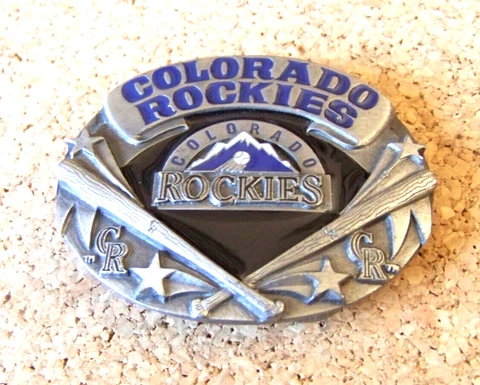 Colorado Rockies original logo belt buckle pewter old logo 1991 tm c41072 Cover