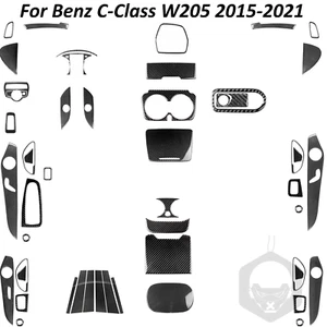 51Pcs Real Carbon Fiber Full Interior Kit Aufkleber für C-CLass W205 GLC 2015-21 - Bild 1 von 7