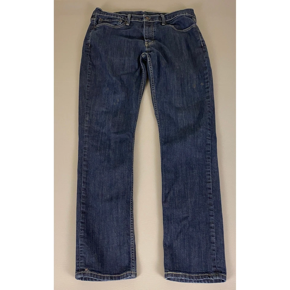 Levi's 511 Slim Fit Jeans Mens Size 36x34 (Fit 34x32) Blue Dark Wash Denim *Wear - Image 1 of 4
