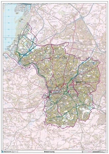 Bristol Ceremonial County Map - County Map of Bristol - Picture 1 of 5