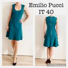 Emilio Pucci Turquoise Green Virgin Wool Dress Size 40 Sleeveless From Japan