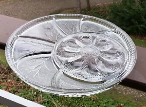 Indiana Glass Deviled Egg Relish Divided Serving Plate Tree of Life Vintage MCM - Picture 1 of 3