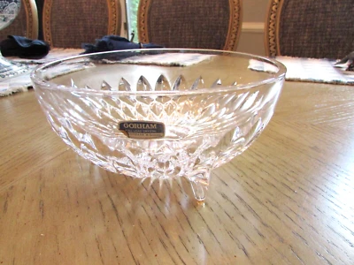 Gorham Althea Crystal 3 Legged Serving Bowl West Germany 7.5" Hard to Find - Image 1 of 4