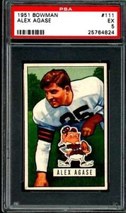 Bowman FB #111 1951 Alex Agase PSA 5 Browns (4824) - Imagen 1 de 2
