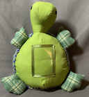 PIER 1 IMPORTS PLAID TURTLE GREEN BLUE PICTURE POCKET PLUSH STUFFED ANIMAL