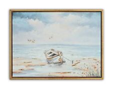 Framed Abstract Canvas Wall Art, 10x8 inch Boat Moored Vintage Wall Art, Home...