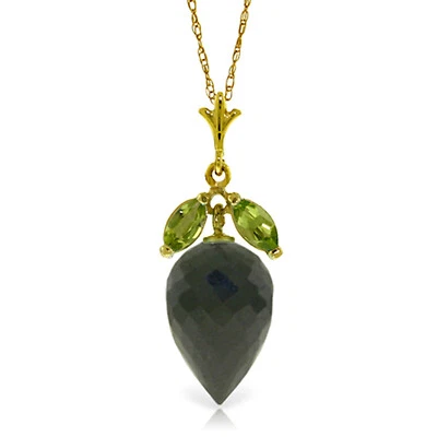 Collar fino oro macizo 14K 12,75 CTW 16-24" peridoto briolette espinela negra Foto 1 de 4