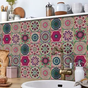 24Pcs Moroccan Style Tile Wall Stickers Kitchen Bathroom Self-Adhesive Decals UK - Picture 1 of 9