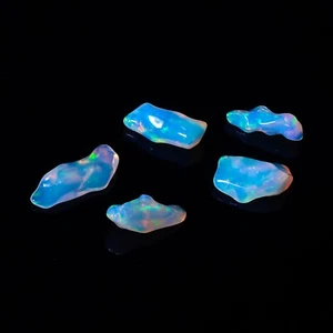 Natural Ethiopian Opal Rough Lot Loose Gemstone Polished 5 Pc 11 Ct 15X6 18X7 mm - Picture 1 of 3