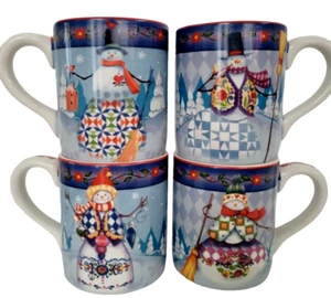 (4) Tazze JIM SHORE Winter Folk pupazzo di neve 12 oz certificate internazionali - Foto 1 di 6