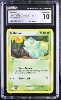 CGC 10 Bulbasaur EX Fire Red & Leaf Green 54/112 Reverse Holo Pokemon Card - Image 1 of 2