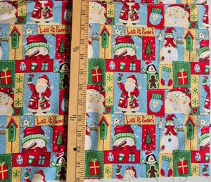 LET IT SNOW HOLIDAY PRINT 100% COTTON FABRIC 4 REMNANT PIECES EACH 18X12" - Picture 1 of 2